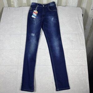 Ruff Skinny Leg Jeans Boys Blue Denim 5-Pocket Distressed Size L/42 NWT